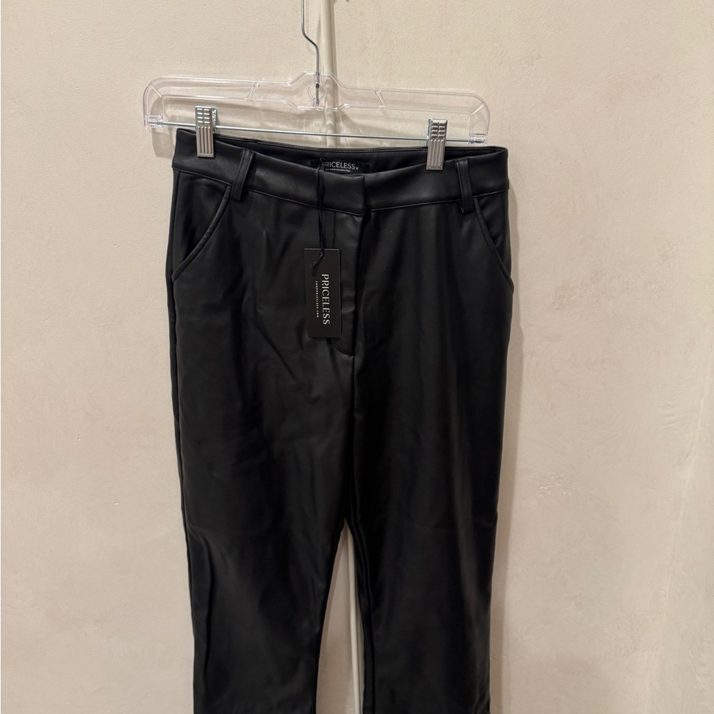 Chic Black Faux Leather Trousers